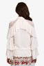 Giambattista Valli Off White Silk Ruffled Long Sleeve Blouse Size 38