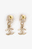 Pre-Loved Chanel™ 2022 Champagne Gold Tone Strass & Resin CC Drop Earrings