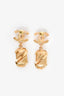 Pre-Loved Chanel™ 2022 Gold Tone CC Seed Pearl Pink Crystal Emerald Cut Drop Earrings