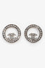 Pre-Loved Chanel™ 2023 Palladium Plated Strass CC Round Earrings
