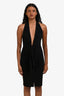 Norma Kamali Black Deep-V Tie Detail Halterneck Midi Dress Size XXS