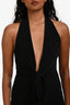 Norma Kamali Black Deep-V Tie Detail Halterneck Midi Dress Size XXS