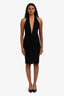 Norma Kamali Black Deep-V Tie Detail Halterneck Midi Dress Size XXS