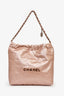 Pre-Loved Chanel™ Rose Gold Pink '22' Bag With Pouch