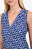 Marni Blue/Black Silk Patterned V-Neck Dress Size 38