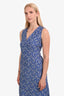 Marni Blue/Black Silk Patterned V-Neck Dress Size 38