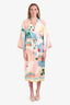 Eres Silk Multicolour Heart Cloud Print Kimono With Belt Size M