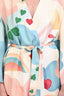 Eres Silk Multicolour Heart Cloud Print Kimono With Belt Size M