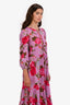 Alix Of Bohemia Purple Cotton Floral Long Sleeve Lace Front Maxi Dress Size S
