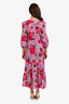 Alix Of Bohemia Purple Cotton Floral Long Sleeve Lace Front Maxi Dress Size S