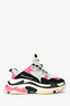 Balenciaga White/Pink Leather Triple S Sneakers Size 35