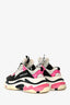 Balenciaga White/Pink Leather Triple S Sneakers Size 35