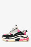 Balenciaga White/Pink Leather Triple S Sneakers Size 35