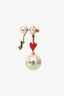 Christian Dior Gold Tone Metal/Enamel Faux Pearl Single Jaxket.