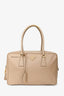 Prada Beige Saffiano Leather Lux Bauletto Top Handle