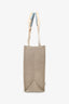 Chloe Beige/Blue Linen/Leather Medium Woody Tote