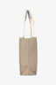 Chloe Beige/Blue Linen/Leather Medium Woody Tote