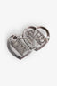 Pre-Loved Chanel™ 2023 Silver Tone Metal Crystal Heart Logo Brooch