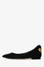 Christian Dior Black Suede Limited-Edition Gold Heart Ballet Flats Size 35