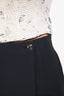 Christian Dior Black Silk Wool Blend Wrap CD Button Short Size 42