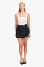 Christian Dior Black Silk Wool Blend Wrap CD Button Short Size 42