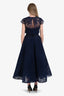 Marchesa Notte Navy Rose Patterned Tulle Strapless Maxi Gown Size 2