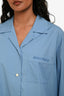 Miu Miu 2024 Blue Logo Embroidered Multi Pocket Button Down Shirt Size 38