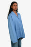 Miu Miu 2024 Blue Logo Embroidered Multi Pocket Button Down Shirt Size 38