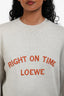 Loewe Beige Wool 'Right On Time Loewe' Logo Crewneck Long Sleeve Sweater Size S