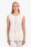Prada White 2017 Front Ruffle Sleeveless Top Size M