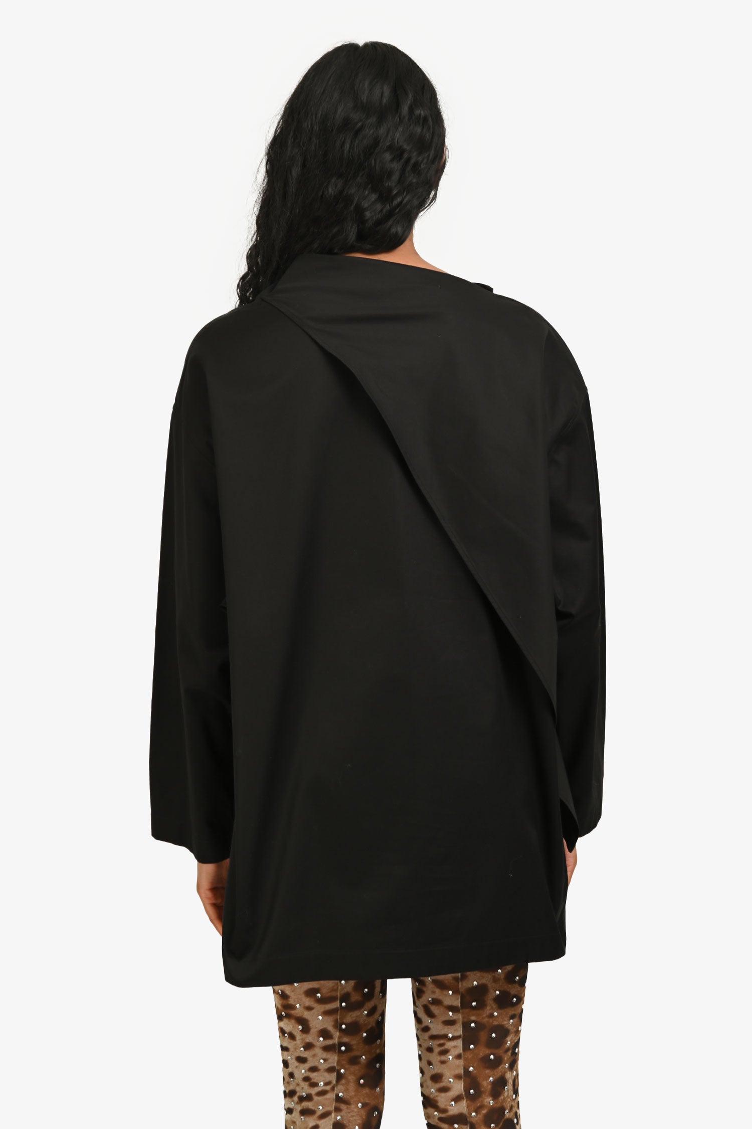 Hermès Black Asymmetrical Long Sleeve Top Size 36 – Mine & Yours