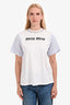 Miu Miu 2021 White/Blue Crystal Embellished Logo Top Size XS