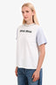 Miu Miu 2021 White/Blue Crystal Embellished Logo Top Size XS