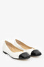 Jimmy Choo White/Black Leather Square Toe Ballet Flats Size 41