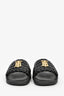 Burberry Black Quilted Leather TB Slides Size 41
