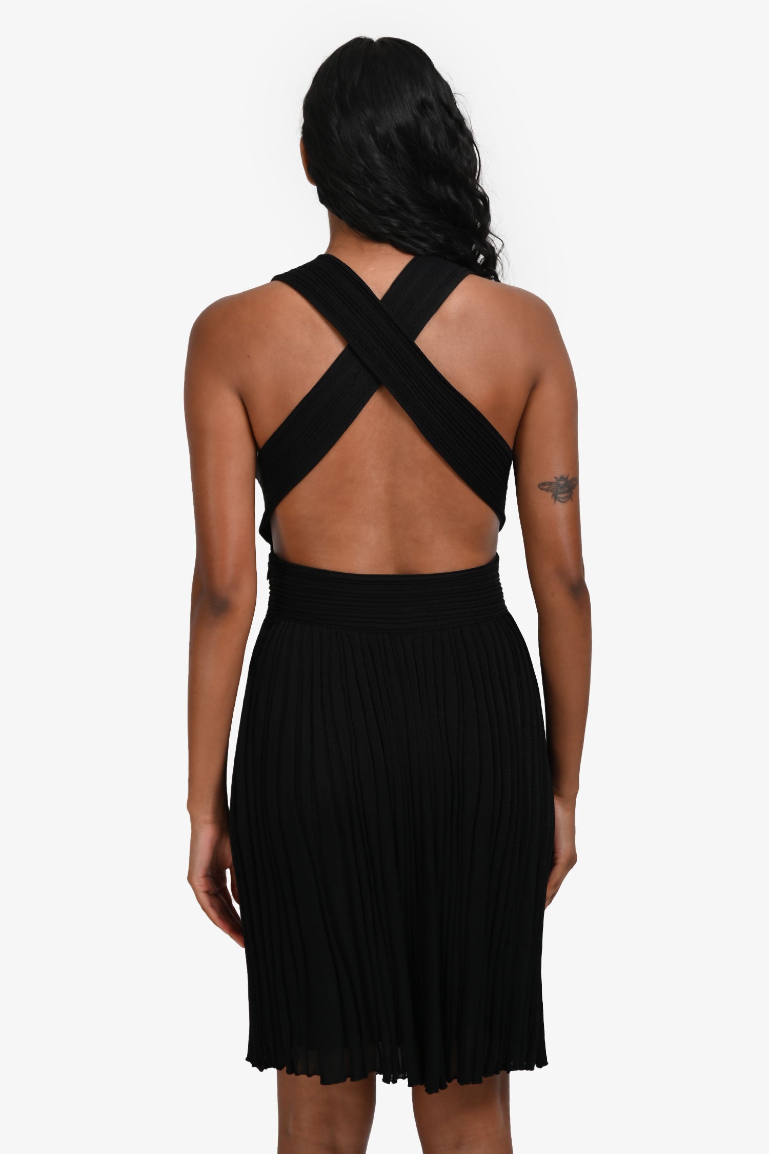 Christian Dior Ribbed Black Flared Mini Dress Size 4 – Mine & Yours