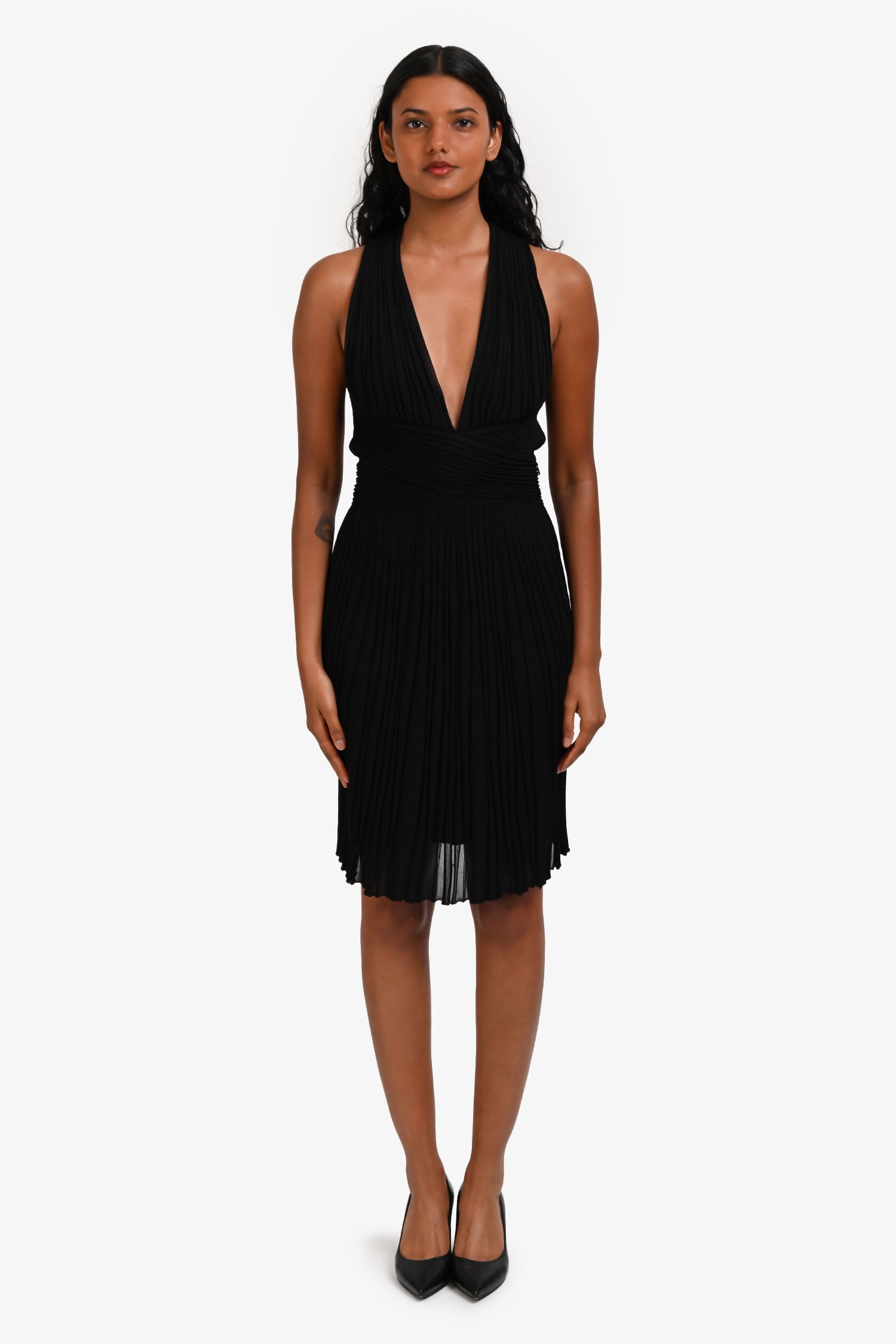black tie optional plus size dress Christian Dior Ribbed Black Flared Mini Dress Size 4 – Mine & Yours