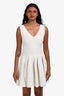 Alaia Cream/Gold Knit V-Neck Mini Dress Size 38