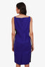 DSquared2 Purple/Black Wool/Leather Square Neck Midi Bow Dress Size 46