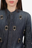 DSquared2 Indigo Denim Crystal Embellished Shirt Size 46
