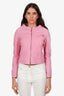 DSquared2 Pink Lamb Leather Moto Jacket Size 42