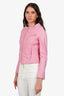 DSquared2 Pink Lamb Leather Moto Jacket Size 42