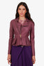 DSquared2 Purple Multi Zip Peplum Leather Jacket Size 42