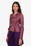 DSquared2 Purple Multi Zip Peplum Leather Jacket Size 42