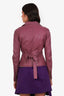 DSquared2 Purple Multi Zip Peplum Leather Jacket Size 42