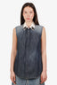 DSquared2 Indigo Denim Crystal Neckline Shirt Size 44