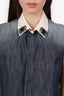 DSquared2 Indigo Denim Crystal Neckline Shirt Size 44