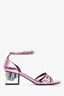 Salvatore Ferragamo Pink Metallic 'Flor 55' Mirror Heel Sandals Size 6