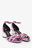Salvatore Ferragamo Pink Metallic 'Flor 55' Mirror Heel Sandals Size 6