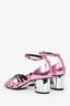 Salvatore Ferragamo Pink Metallic 'Flor 55' Mirror Heel Sandals Size 6